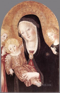 フランチェスコ・ディ・ジョルジョ Painting - 聖母子と二人の天使 シエナ フランチェスコ・ディ・ジョルジョ